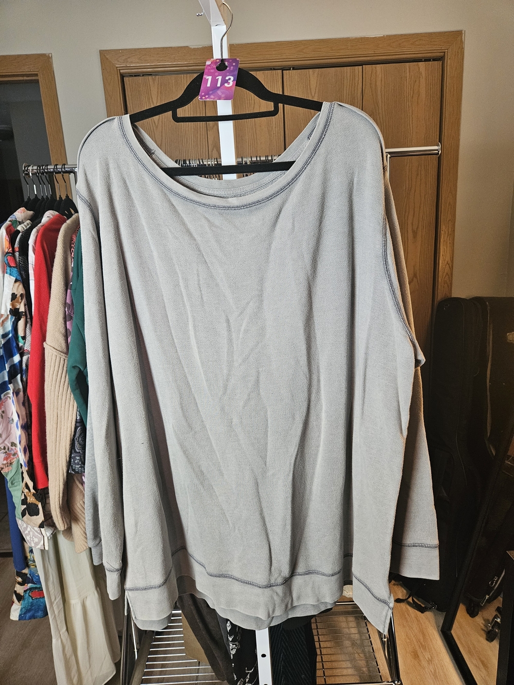 Terra & Sky Light Gray Relaxed Pullover Sweatshirt